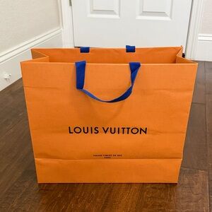 Louis Vuitton Bold Orange Gift Bag with Blue Handles
